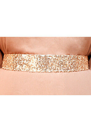 Embroidered Geogrette Waist Belt in Rose Gold