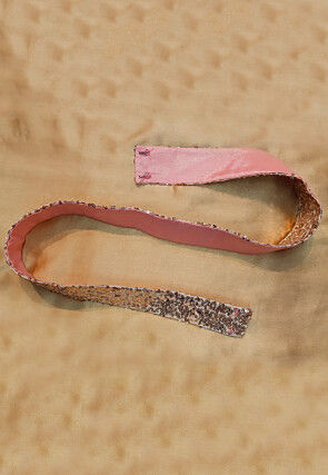 Embroidered Geogrette Waist Belt in Rose Gold