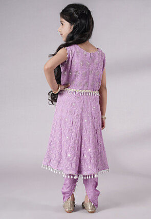 Embroidered Georgette A Line Suit in Light Purple