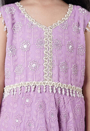 Embroidered Georgette A Line Suit in Light Purple