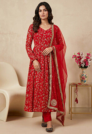 Red - A Line Suits - Salwar Kameez: Buy Designer Indian Suits for Women Online