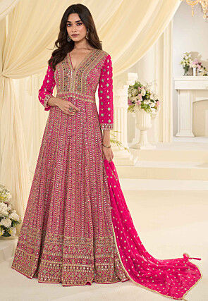 strapless open back dress Anarkali Salwar Kameez Suit Ready to Wear, Indian Pakistani Dresses for  Women Party Wear Wedding, Reception Chiffon – IshDeena main image 1