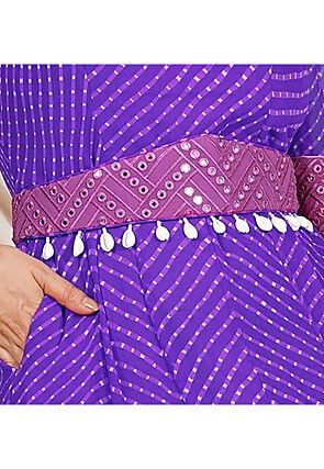Embroidered Georgette Adjustable Waist Belt in Dusty Purple