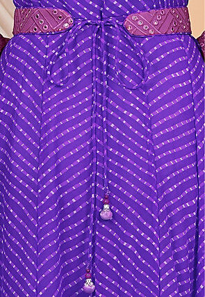 Embroidered Georgette Adjustable Waist Belt in Dusty Purple