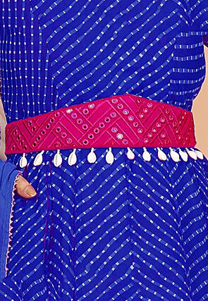 Embroidered Georgette Adjustable Waist Belt in Fuchsia