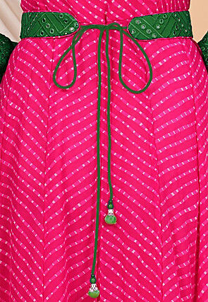 Embroidered Georgette Adjustable Waist Belt in Green