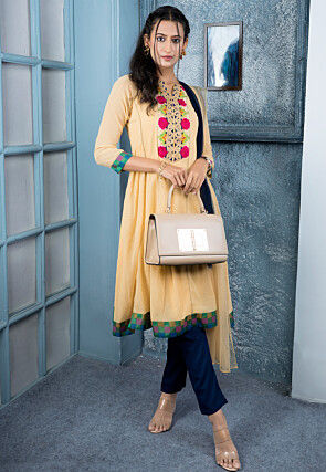 Embroidered Georgette Aline Suit in Beige