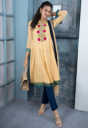 Embroidered Georgette Aline Suit in Beige