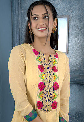 Embroidered Georgette Aline Suit in Beige