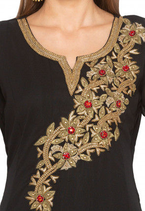 Embroidered Georgette Anarkali Kurta in Black