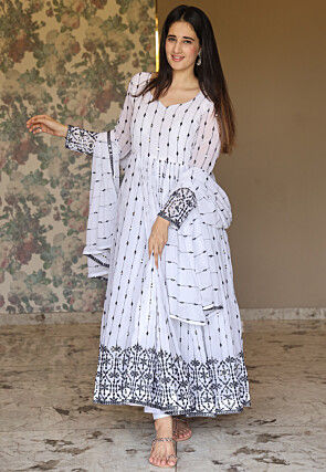 Black and white anarkali dress online