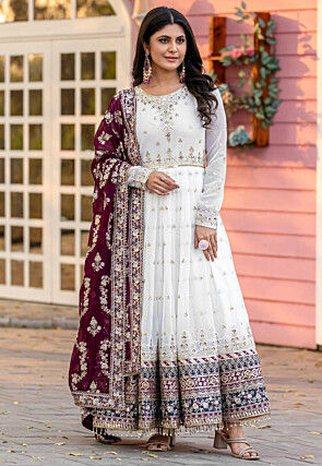 Buy White Anarkali Salwar Suits Online Latest Designs Looks