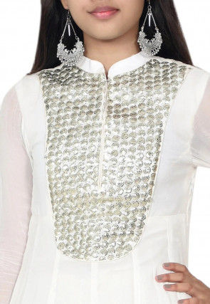 Embroidered Georgette Anarkali Suit in White