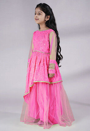Embroidered Georgette Gown in Baby Pink