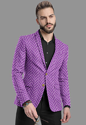 Embroidered Georgette Blazer in Purple