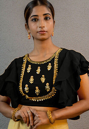 Embroidered Georgette Blouse in Black