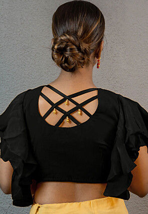 Embroidered Georgette Blouse in Black