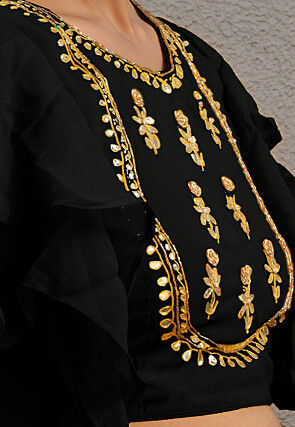 Embroidered Georgette Blouse in Black