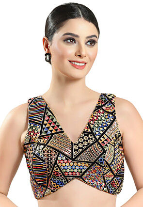 Embroidered Georgette Blouse in Black