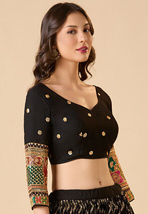 Embroidered Georgette Blouse in Black