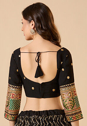 Embroidered Georgette Blouse in Black