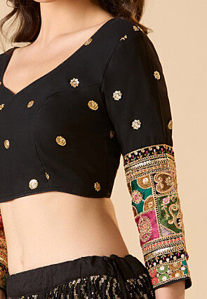 Embroidered Georgette Blouse in Black