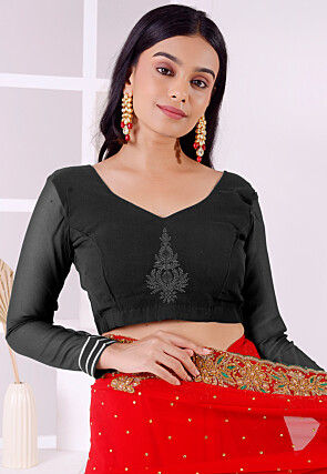 Embroidered Georgette Blouse in Black