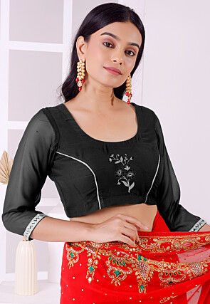 Embroidered Georgette Blouse in Black