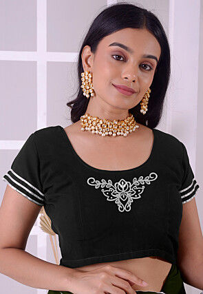 Embroidered Georgette Blouse in Black