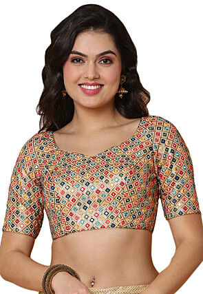 Gold Zari Silk Sleeveless Blouse – Meiraas