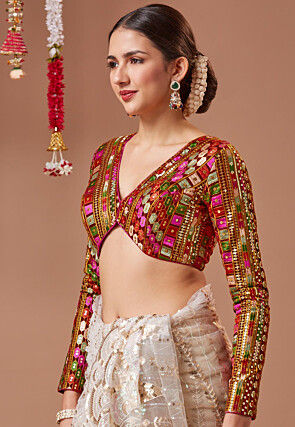 Embroidered Georgette Blouse in Maroon