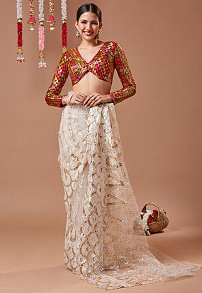 Embroidered Georgette Blouse in Maroon