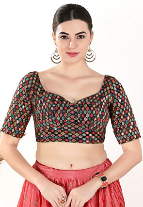 Embroidered Georgette Blouse in Multicolor