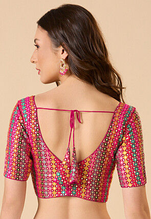 Embroidered Georgette Blouse in Multicolor