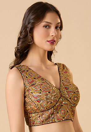 Embroidered Georgette Blouse in Multicolor