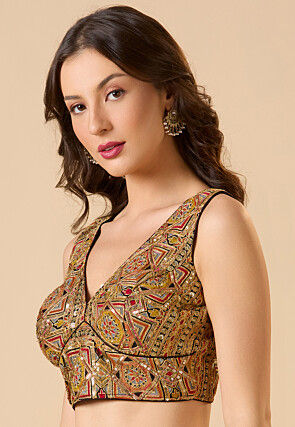 Embroidered Georgette Blouse in Multicolor