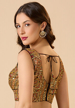 Embroidered Georgette Blouse in Multicolor