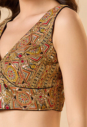 Embroidered Georgette Blouse in Multicolor