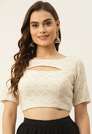 Embroidered Georgette Blouse in Off White