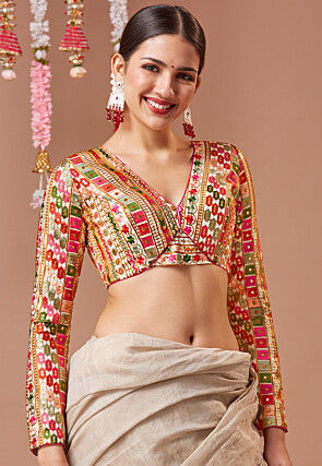 Embroidered Georgette Blouse in Off White