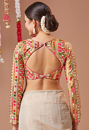 Embroidered Georgette Blouse in Off White