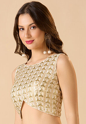 Embroidered Georgette Blouse in Off White