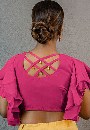 Embroidered Georgette Blouse in Pink