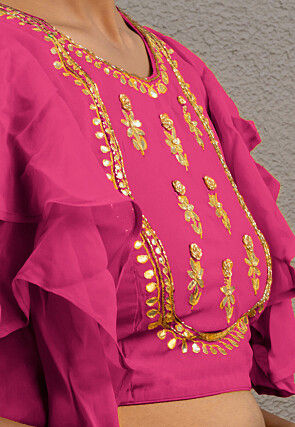Embroidered Georgette Blouse in Pink