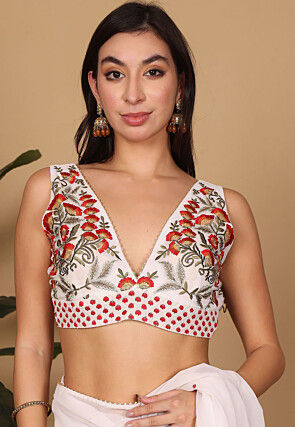 Embroidered Georgette Blouse in White