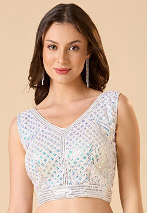 Embroidered Georgette Blouse in White