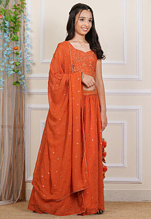 Embroidered Georgette Choli in Orange