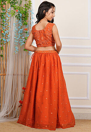 Embroidered Georgette Choli in Orange
