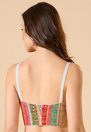 Embroidered Georgette Corset Blouse in Multicolor