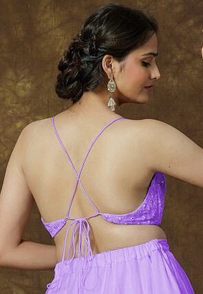 Embroidered Georgette Crop Top in Lavender